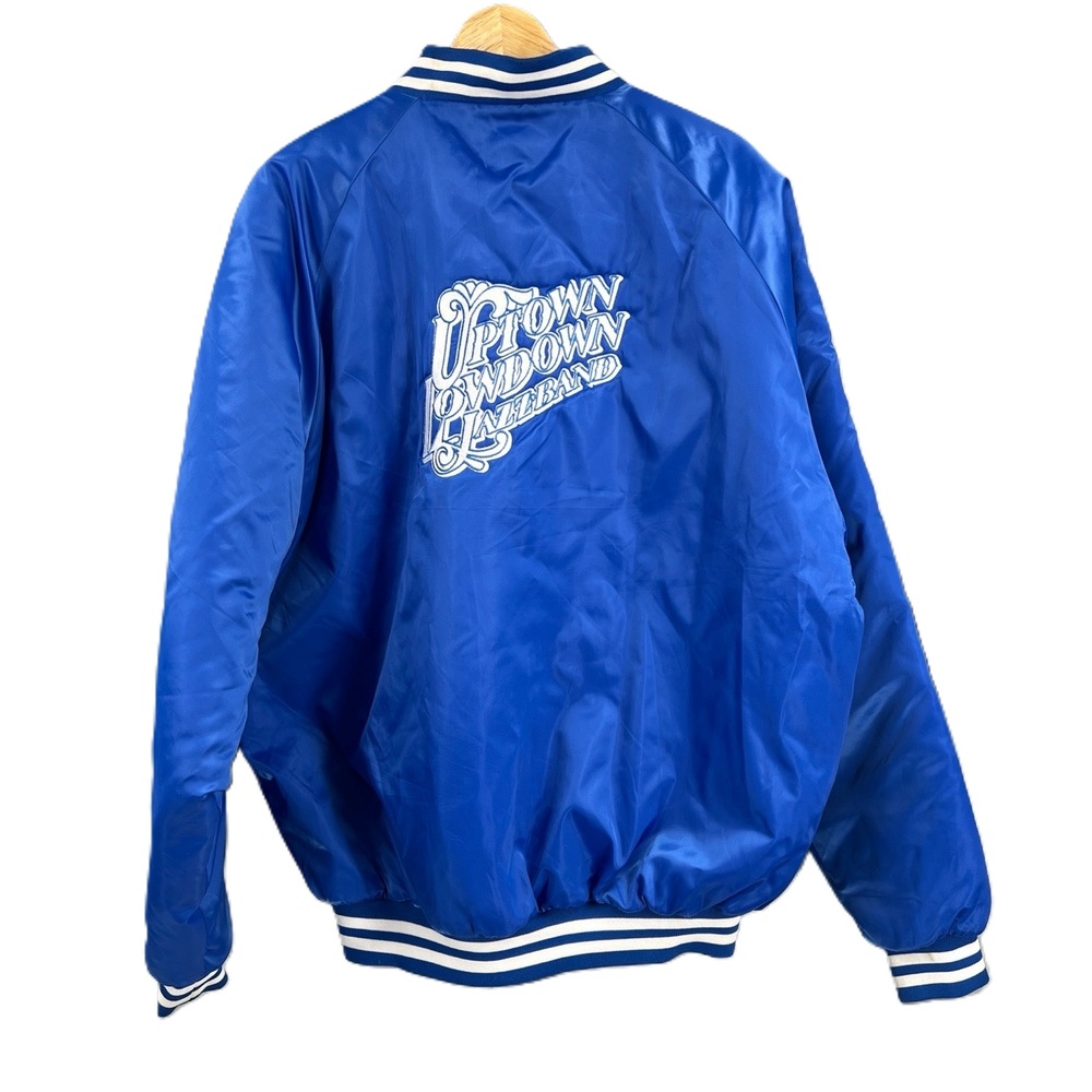 Cardinal Vintage Blue Satin Men Jacket Nylon Embroidered Varsity Extra Large‎